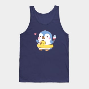 Cute Penguin With Duck Pool Float Tank Top